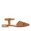 GIOSEPPO GRESSEY TAN BRAIDED LEATHER SLINGBACK BALLET FLATS