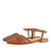 GIOSEPPO GRESSEY TAN BRAIDED LEATHER SLINGBACK BALLET FLATS