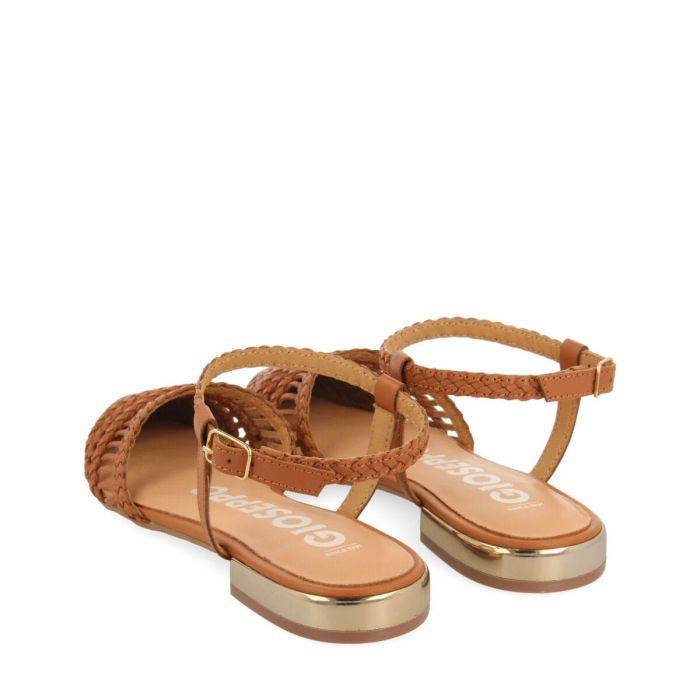 GIOSEPPO GRESSEY TAN BRAIDED LEATHER SLINGBACK BALLET FLATS