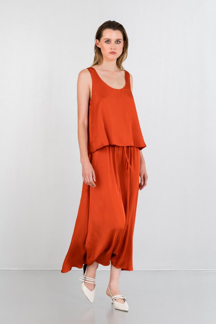 PHILOSOPHY SATIN ECOVERO SLEEVELESS CROPPED TOP