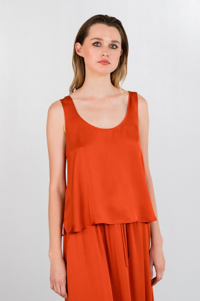 PHILOSOPHY SATIN ECOVERO SLEEVELESS CROPPED TOP