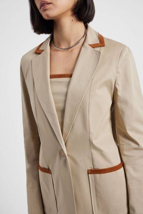 PLEASE SINGLE BREASTED BLAZER WITH CONTRASTING TRIMS