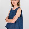 PHILOSOPHY LIGHT DENIM CROPPED TOP