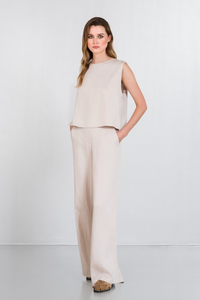 PHILOSOPHY LYOCELL LINEN WIDE LEG PANTS