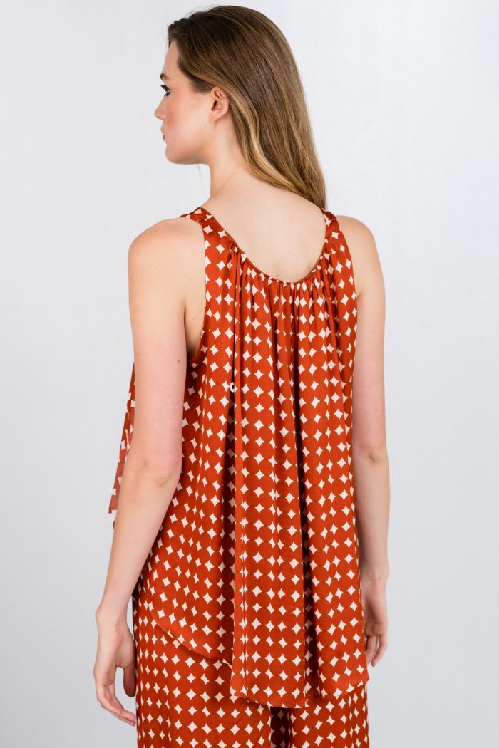PHILOSOPHY SATIN PRINT HALTER NECK TOP