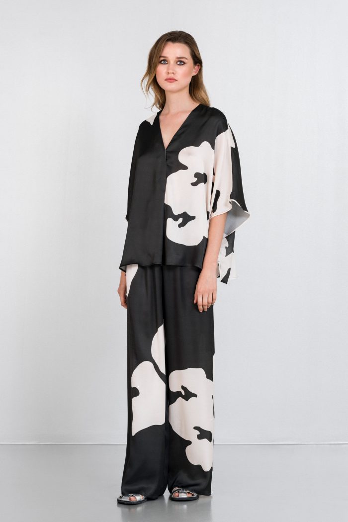 PHILOSOPHY  SATIN PRINT WIDE LEG PANTS