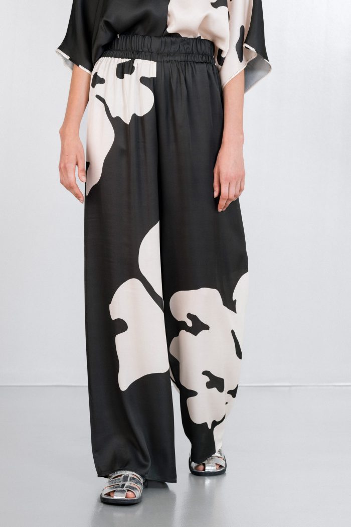 PHILOSOPHY  SATIN PRINT WIDE LEG PANTS