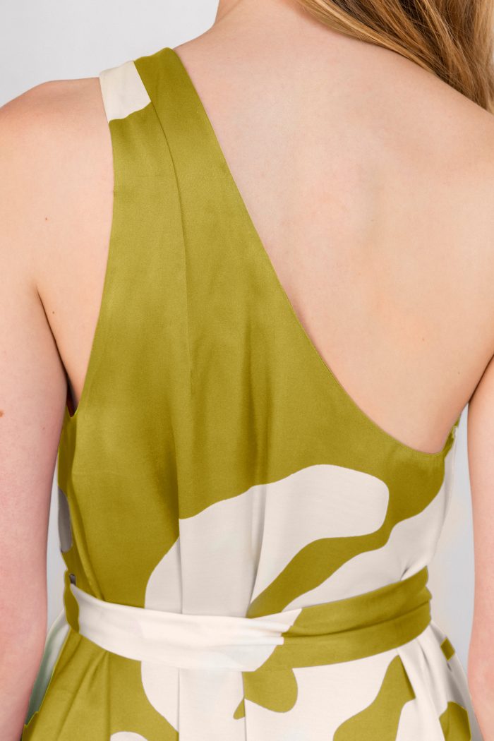 PHILOSOPHY SATIN PRINT ONE SHOULDER DRESS