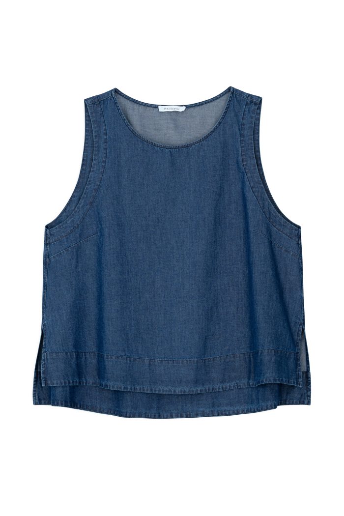 PHILOSOPHY LIGHT DENIM CROPPED TOP