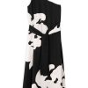PHILOSOPHY SATIN PRINT ONE SHOULDER DRESS