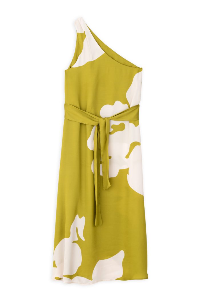 PHILOSOPHY SATIN PRINT ONE SHOULDER DRESS