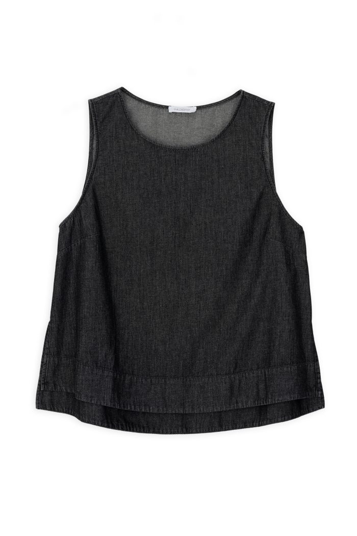 PHILOSOPHY LIGHT DENIM CROPPED TOP