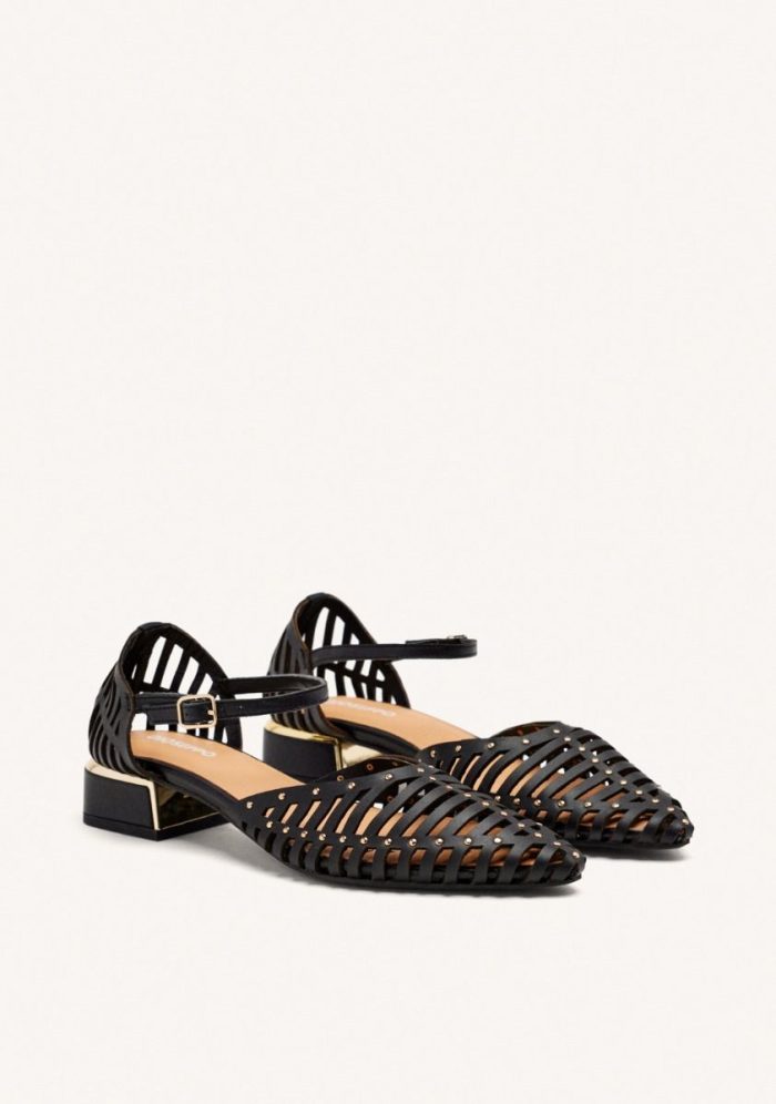 GIOSEPPO LEATHER HEEL STRAPPY BALLET FLATS FLETCHER