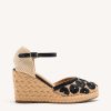 EMBROIDERED LEATHER ESPADRILLES AND RAFFIA WEDGE BENNETT