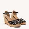 EMBROIDERED LEATHER ESPADRILLES AND RAFFIA WEDGE BENNETT