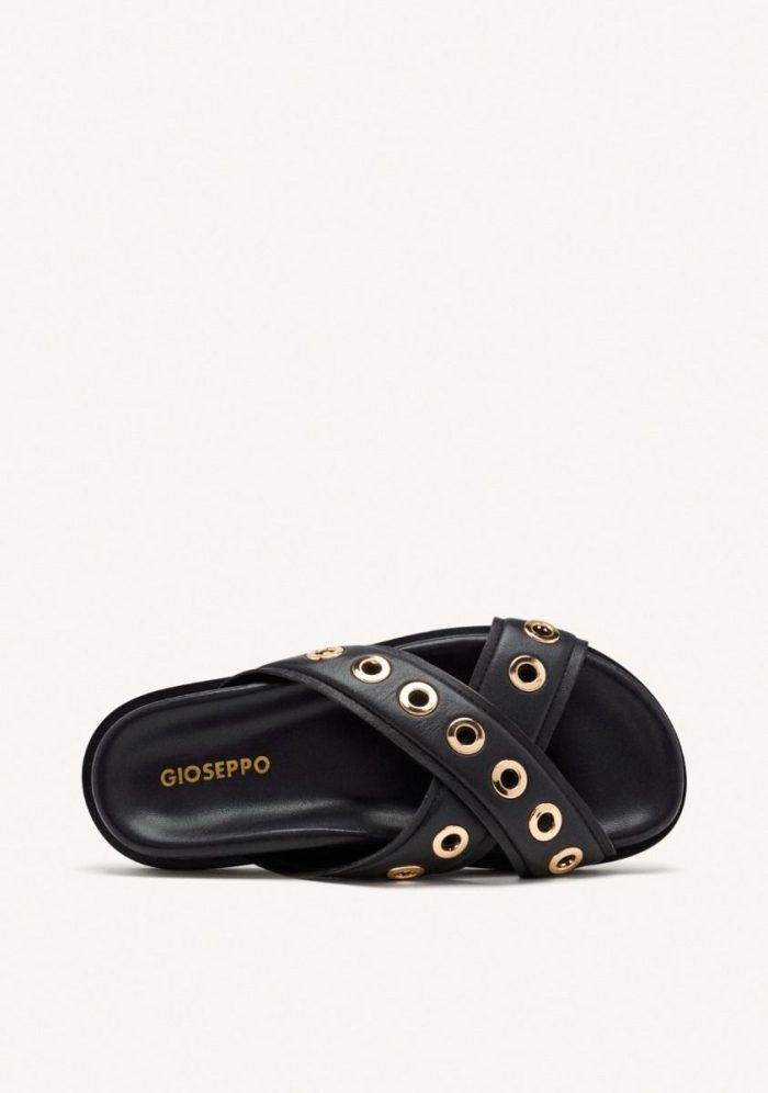 GIOSEPPO LEATHER SANDALS WITH EYELETS AND THREADS HILES