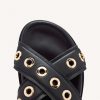 GIOSEPPO LEATHER SANDALS WITH EYELETS AND THREADS HILES