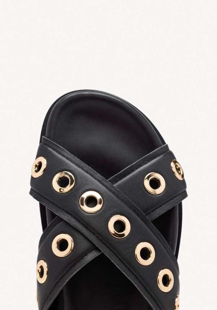 GIOSEPPO LEATHER SANDALS WITH EYELETS AND THREADS HILES