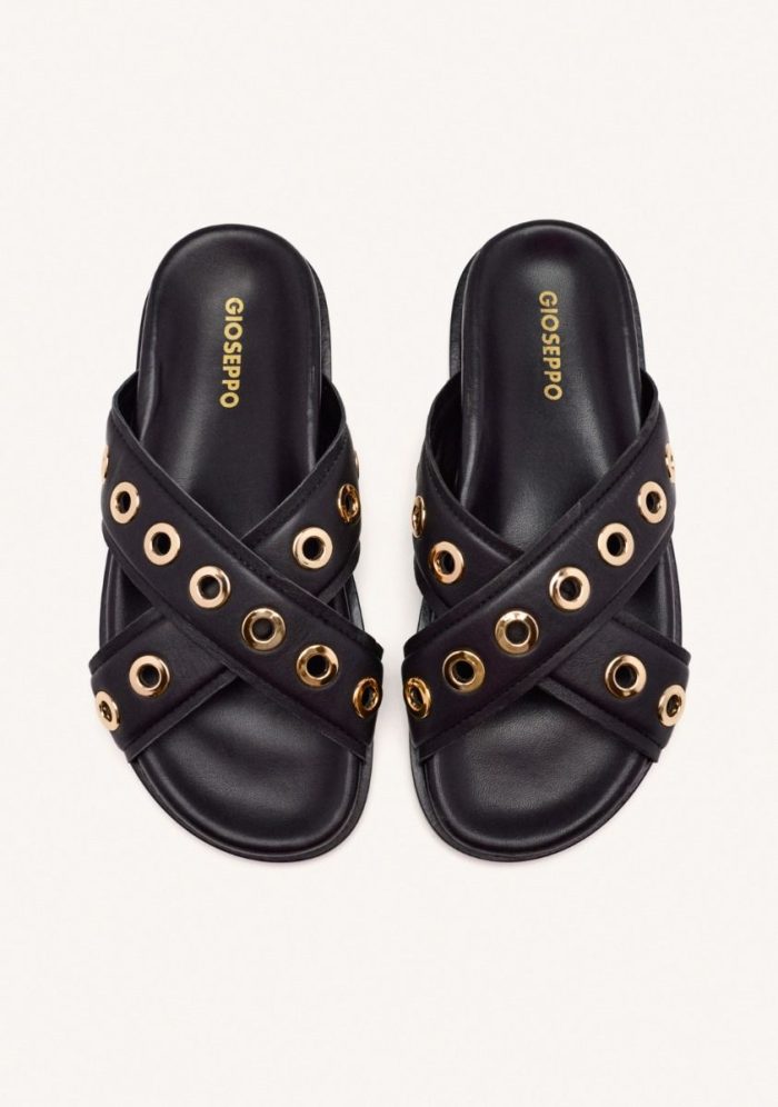 GIOSEPPO LEATHER SANDALS WITH EYELETS AND THREADS HILES