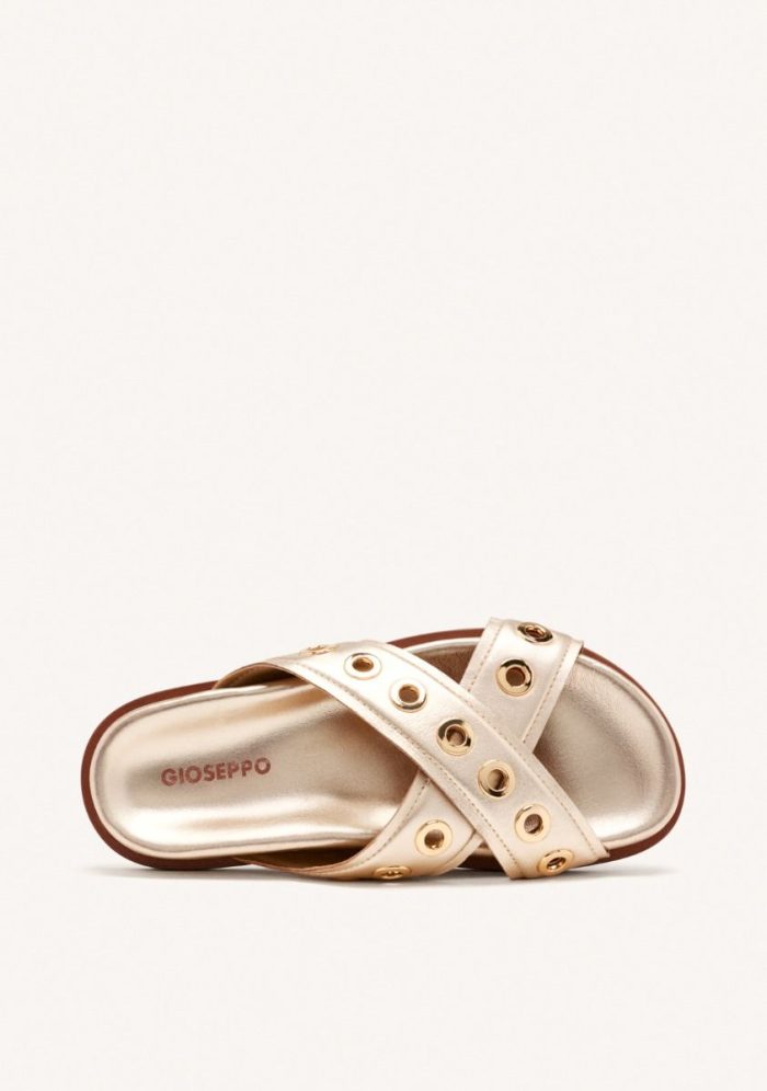 GIOSEPPO LEATHER SANDALS WITH EYELETS AND THREADS HILES