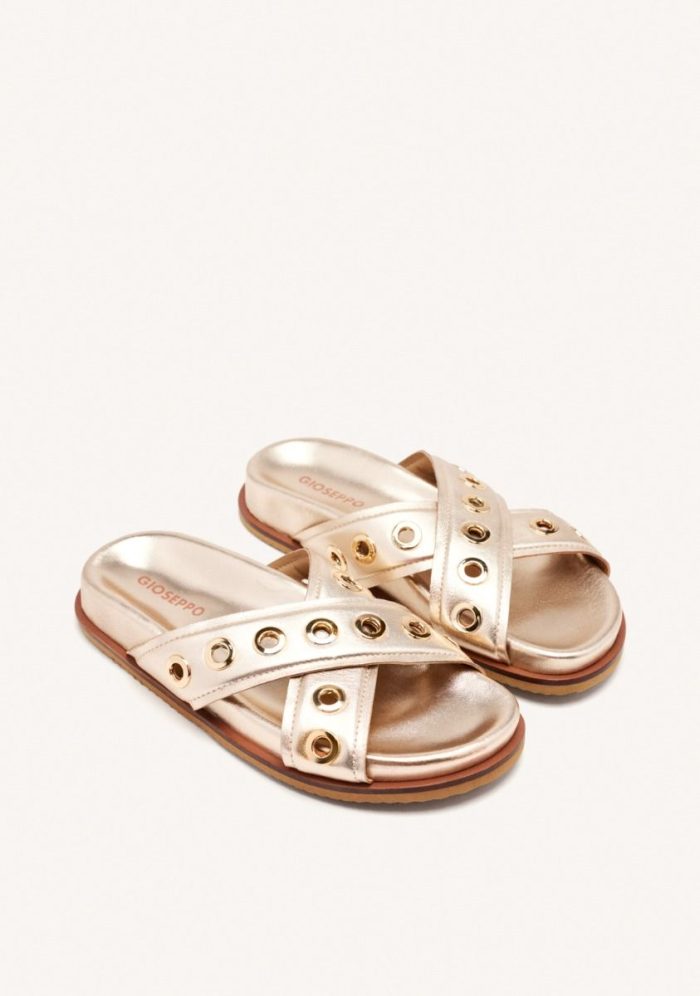 GIOSEPPO LEATHER SANDALS WITH EYELETS AND THREADS HILES
