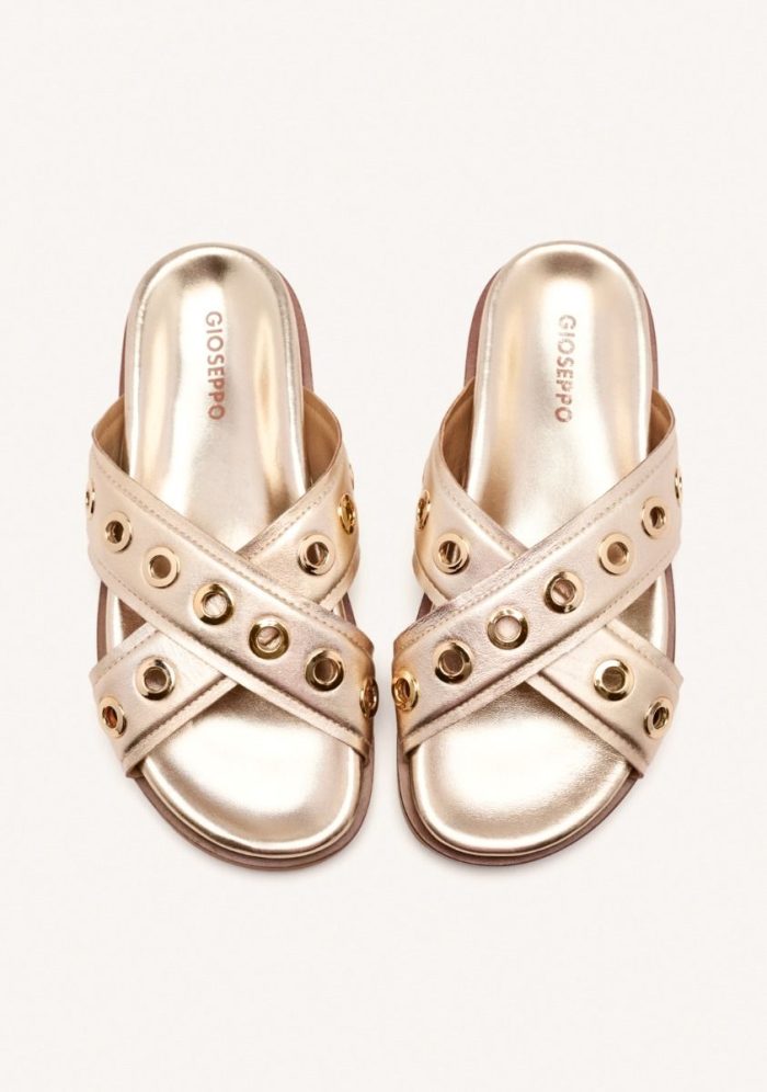 GIOSEPPO LEATHER SANDALS WITH EYELETS AND THREADS HILES