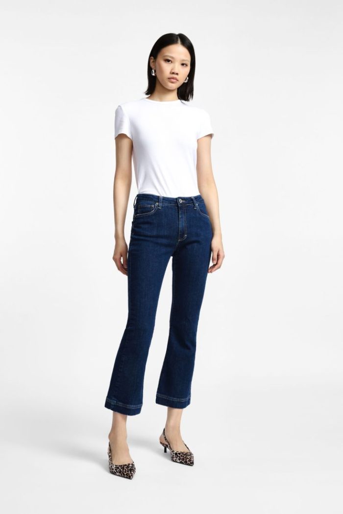 PLEASE FLARE CROPPED JEANS WITH MEDIUM WAIST