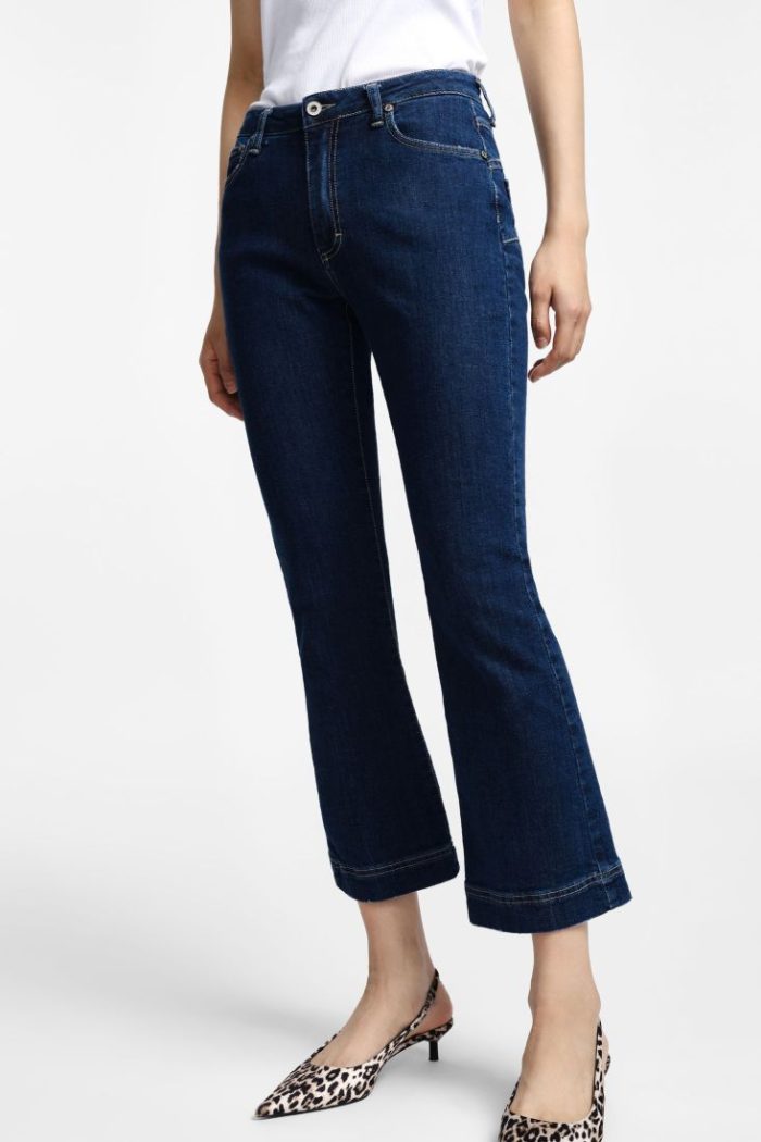 PLEASE FLARE CROPPED JEANS WITH MEDIUM WAIST