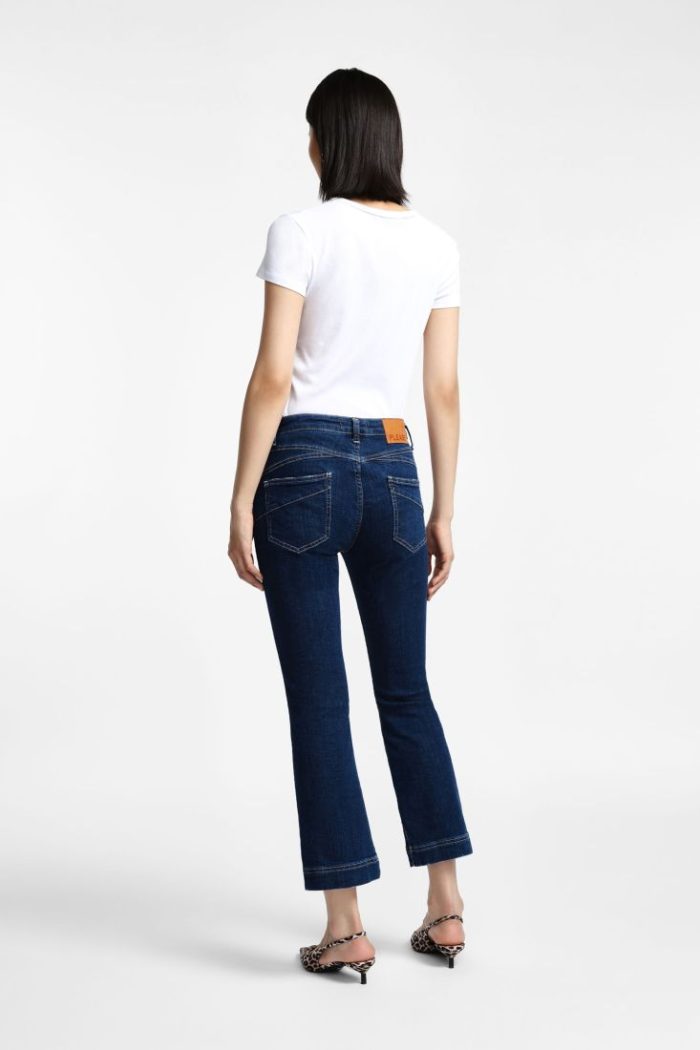 PLEASE FLARE CROPPED JEANS WITH MEDIUM WAIST