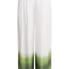SMASHED LEMON Wide Leg Pants In Bright Green & Mauve Dark Green