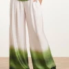 SMASHED LEMON Wide Leg Pants In Bright Green & Mauve Dark Green