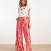 SMASHED LEMON  Wide Pants With Animal Print In Pink And Orange