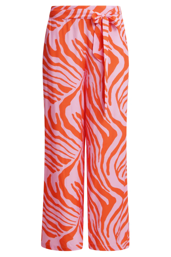 SMASHED LEMON  Wide Pants With Animal Print In Pink And Orange