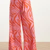 SMASHED LEMON  Wide Pants With Animal Print In Pink And Orange