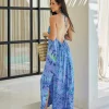 HIPPIE CHICK SEABREEZE LONG DRESS - AQUA SPLASH TIE DYE