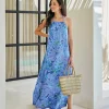 HIPPIE CHICK SEABREEZE LONG DRESS - AQUA SPLASH TIE DYE