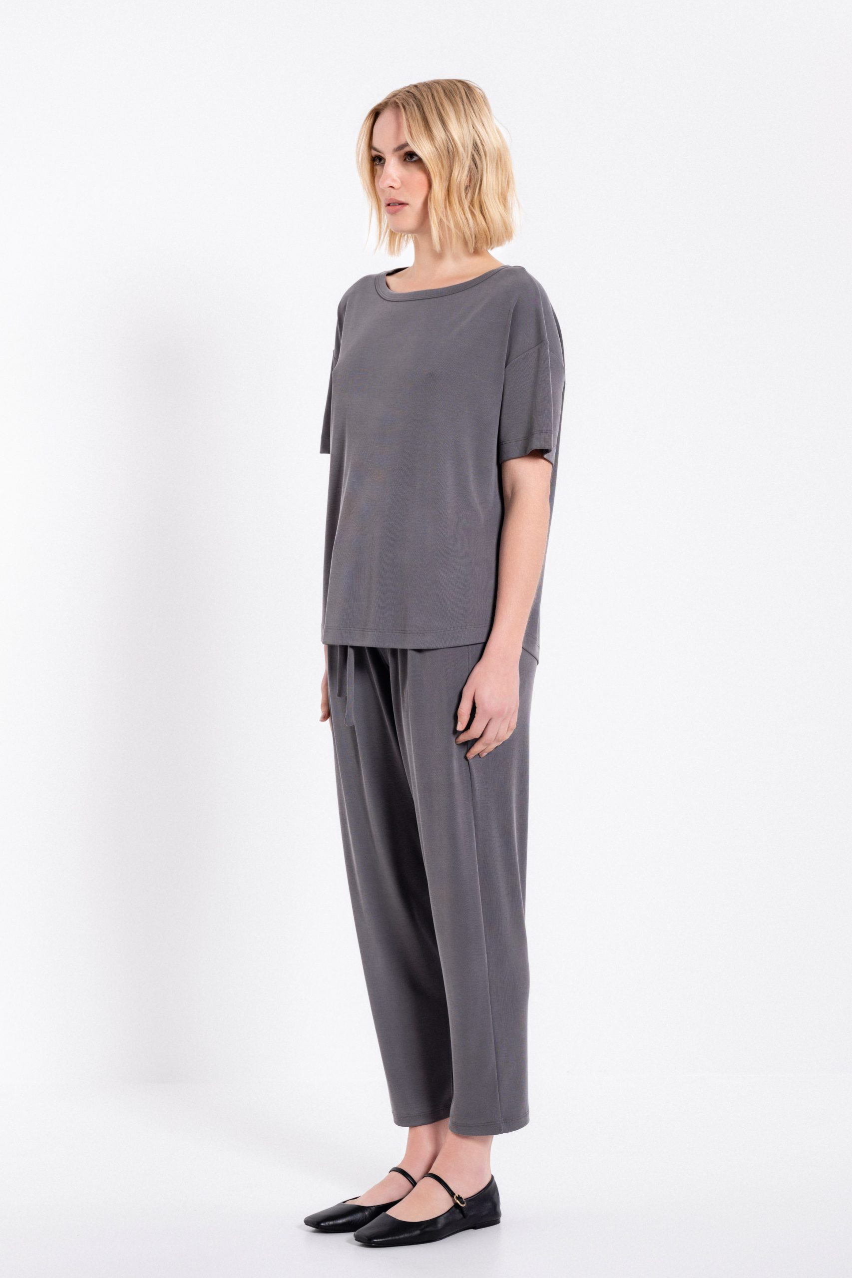 PHILOSOPHY  RIB SANDWASHED PLEATED PANTS