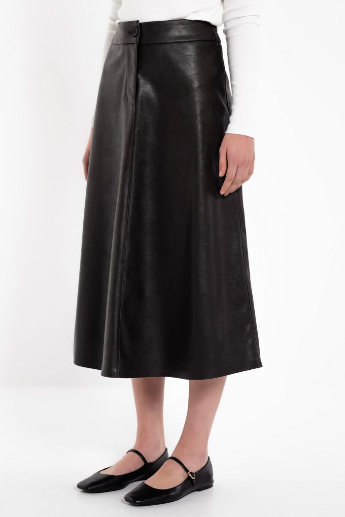 PHILOSOPHY LEATHER MIDI SKIRT