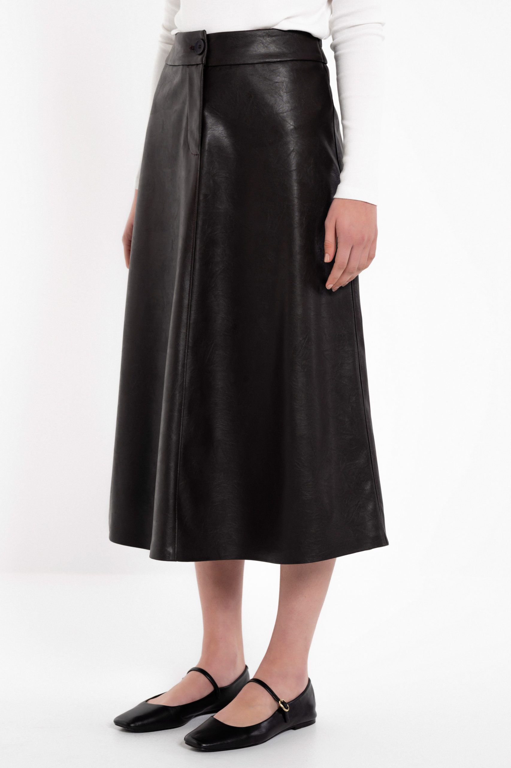 PHILOSOPHY LEATHER MIDI SKIRT