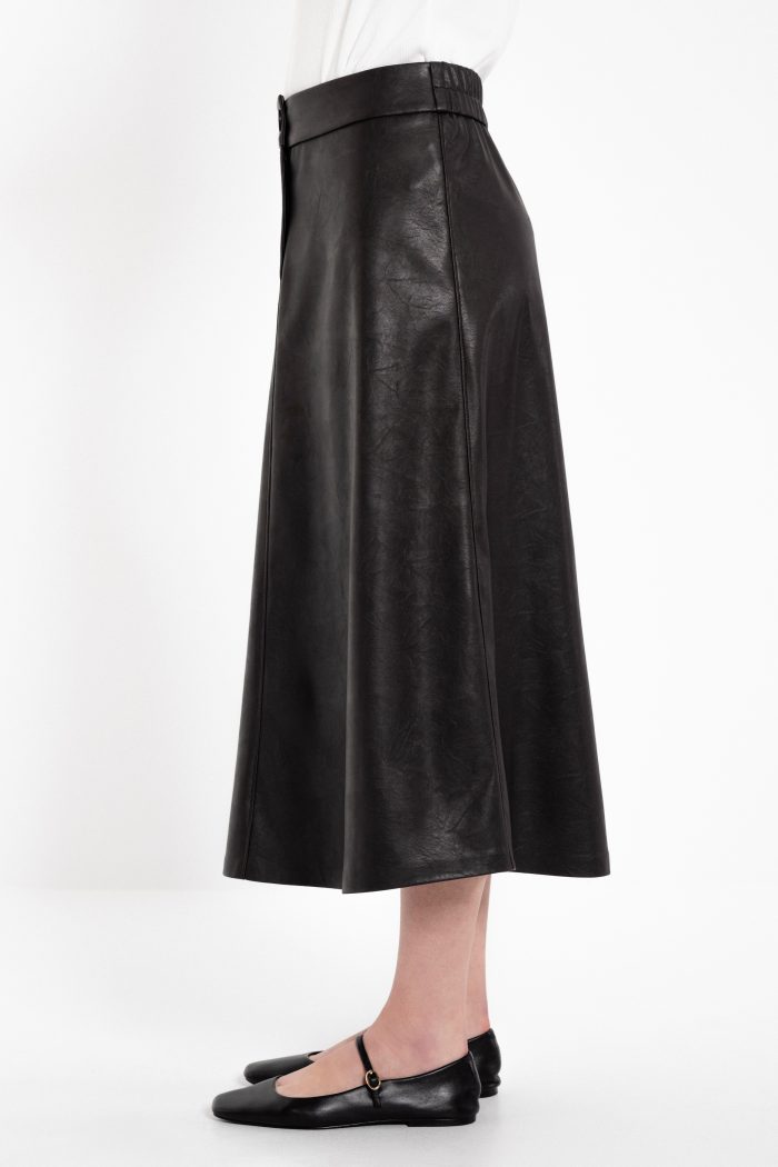 PHILOSOPHY LEATHER MIDI SKIRT