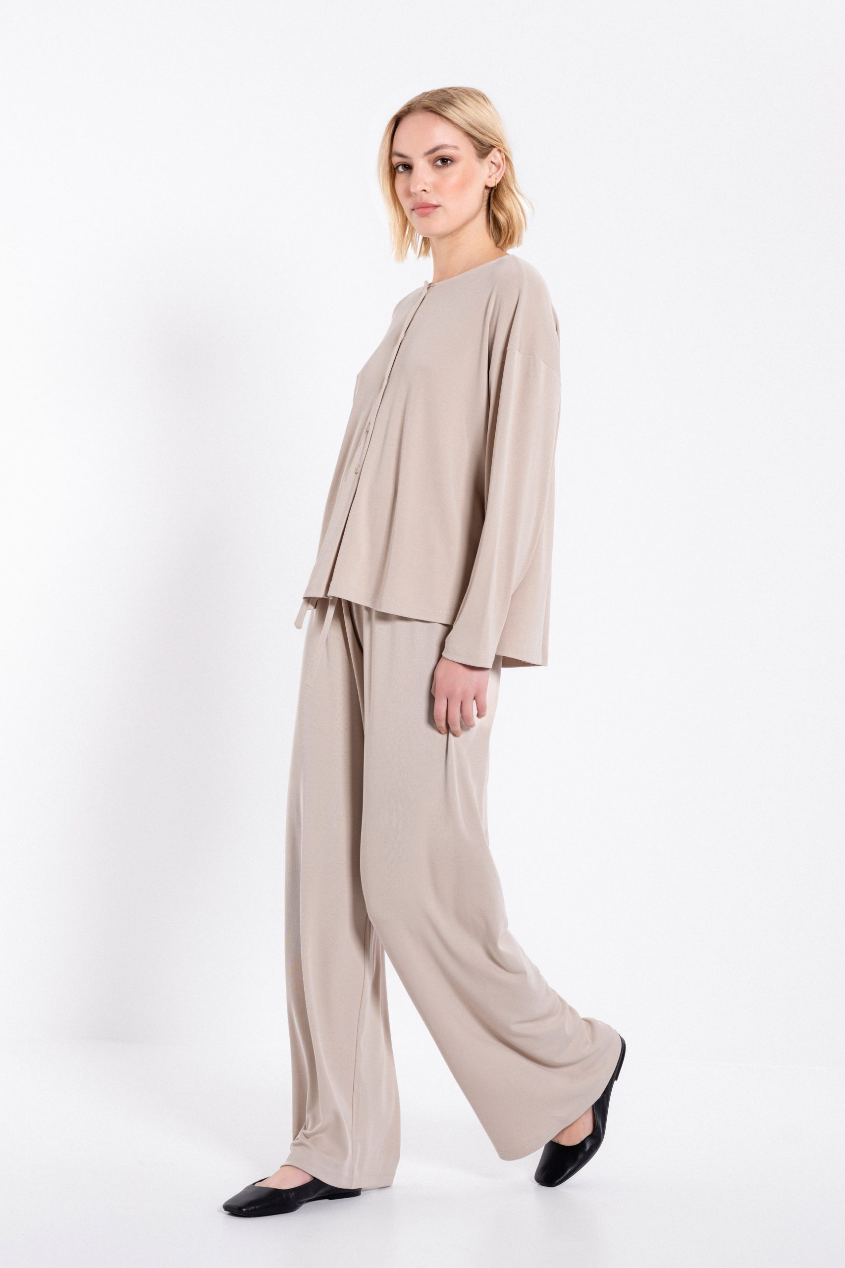 PHILOSOPHY RIB SANDWASHED WIDE LEG  PANTS