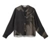 PHILOSOPHY SATIN PRINT CROPPED SHIRT