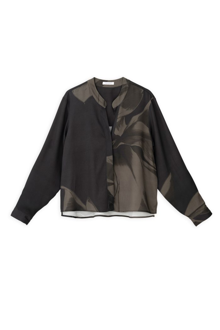 PHILOSOPHY SATIN PRINT CROPPED SHIRT