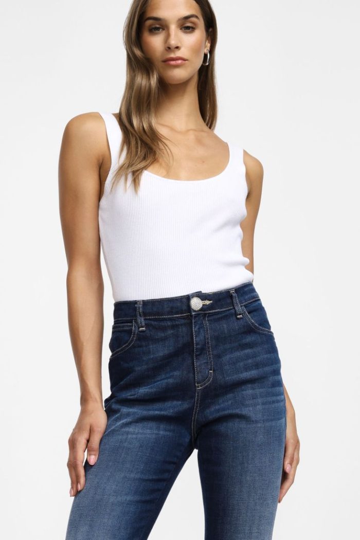 PLEASE HIGH WAIST FLARE LEG JEANS