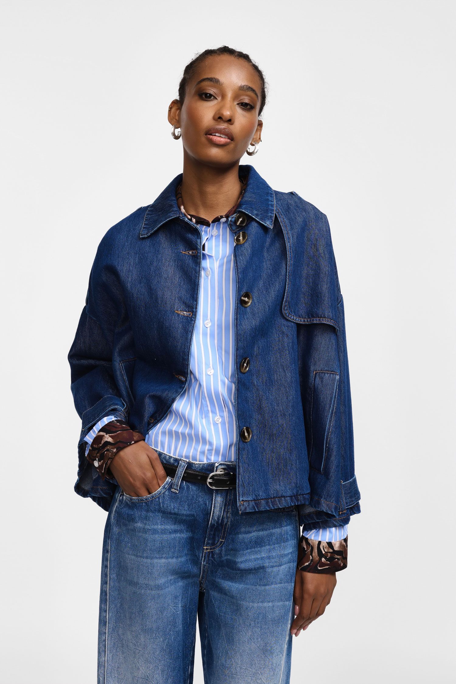 PLEASE DENIM JACKET WITH FRONT BUTTONS