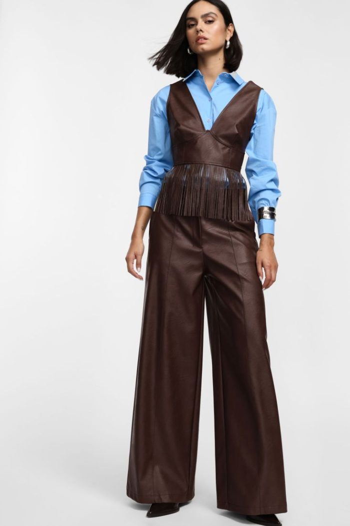 PLEASE TROUSERS PALAZZO HIGH-RISE  WITH FRONT PLEATS