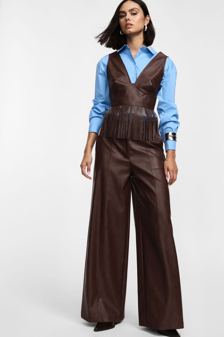 PLEASE TROUSERS PALAZZO HIGH-RISE  WITH FRONT PLEATS