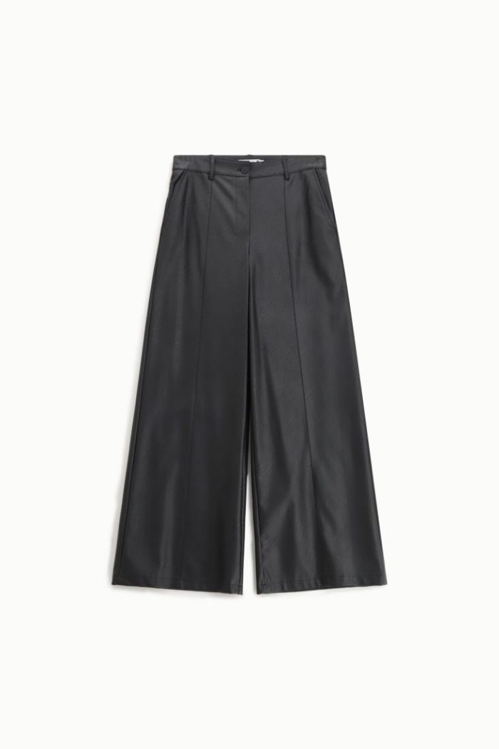 PLEASE FAUX LEATHER WIDE LEG PANTS