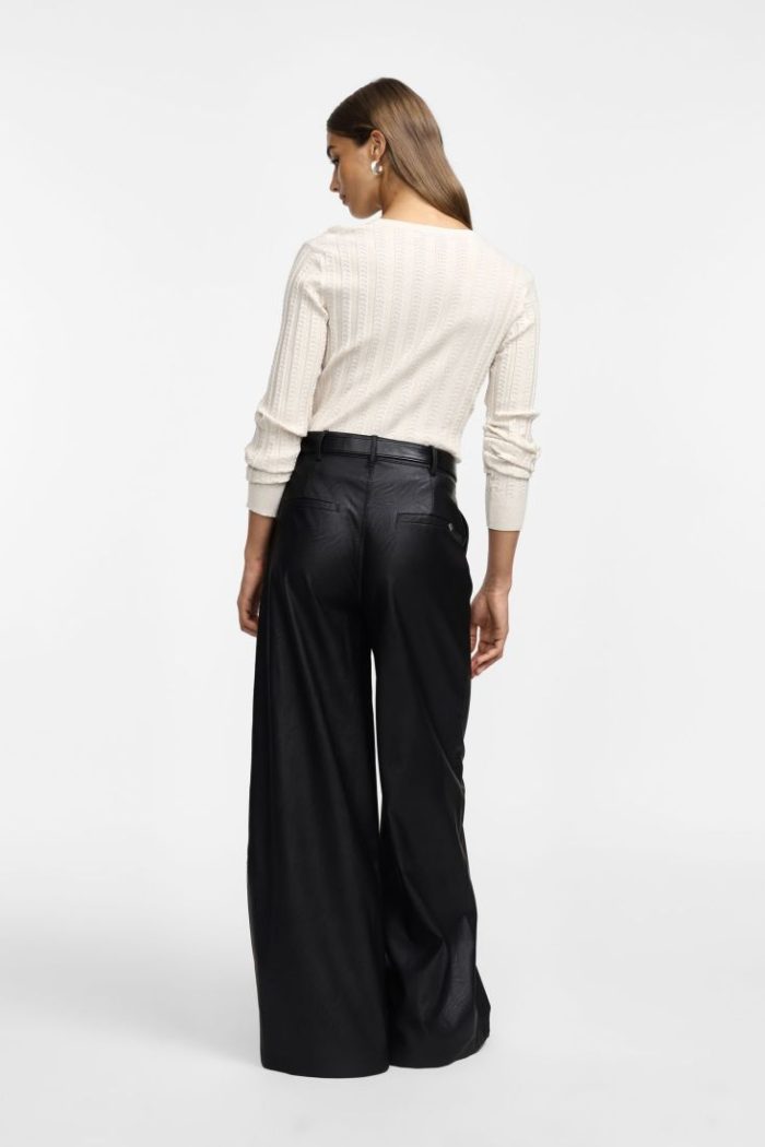 PLEASE FAUX LEATHER WIDE LEG PANTS
