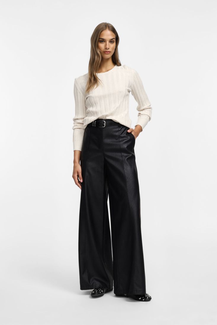 PLEASE FAUX LEATHER WIDE LEG PANTS